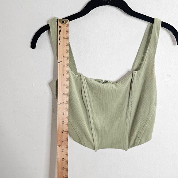 Beige Botany Ultra Soft Structured Mint Green Square Neck Corset Crop Top Small - Picture 7 of 8